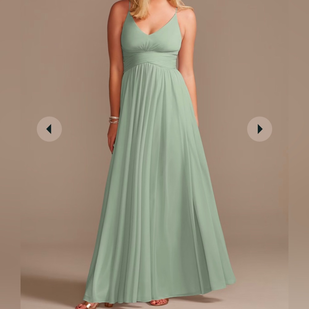 David’s Bridal | Mesh Cross Waist Spaghetti Strap Dress
STYLE# F20052